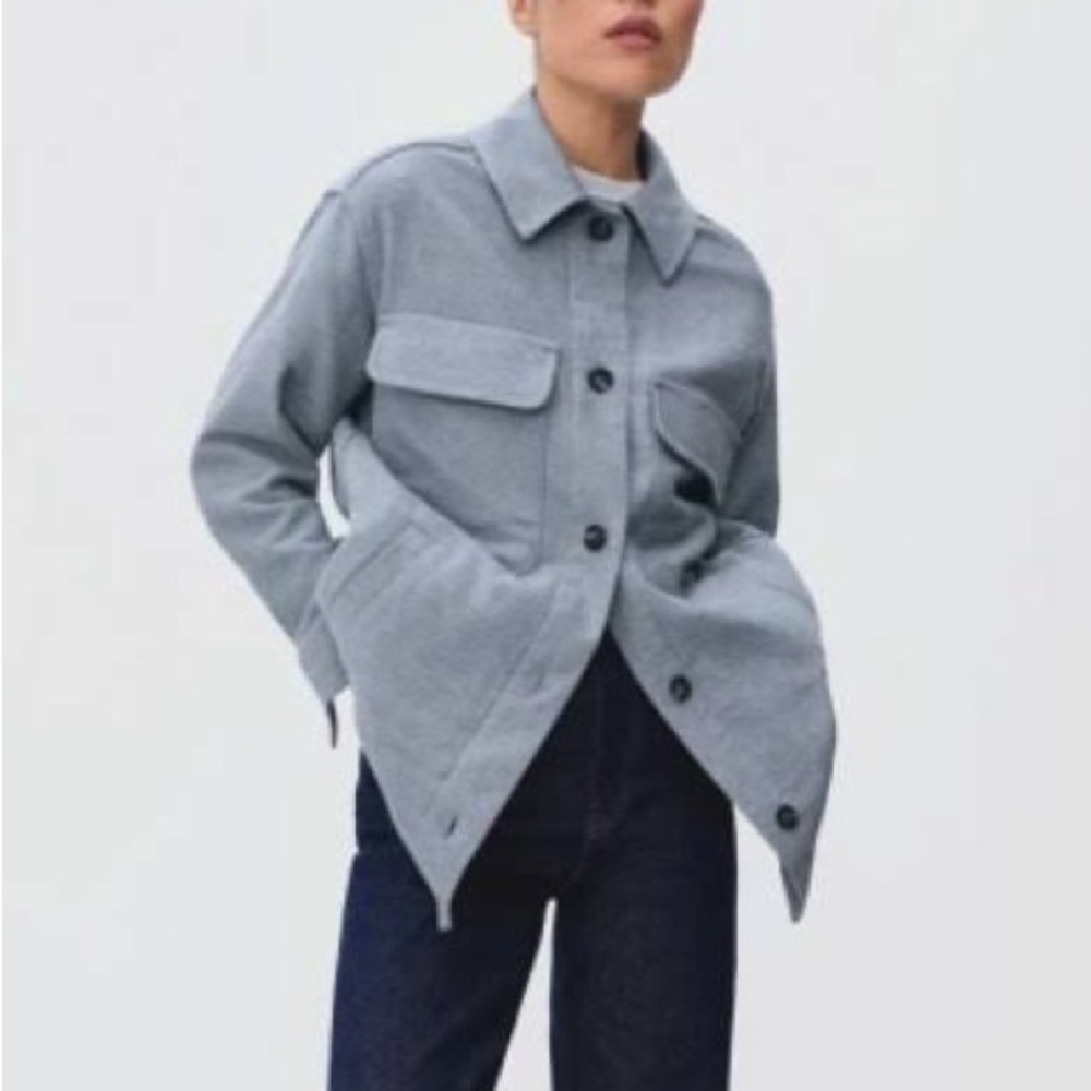 Everlane Blue Cotton Oversized Shirt Jacket X-Small